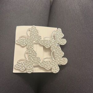 Elegant Silver Butterfly Hair Clips